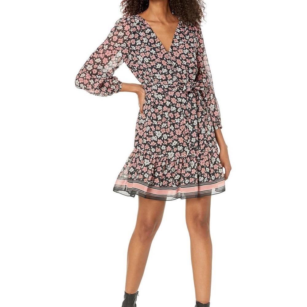 NWT Club Monaco Women's V-Neck Paneled Dress - Floral Combo - Size 8 - MSRP $269